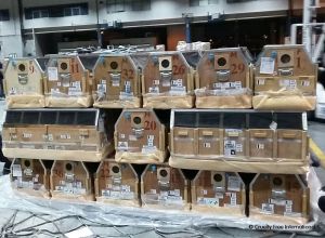 Long-tailed macaques in transit crates, Cambodia; Cruelty Free International